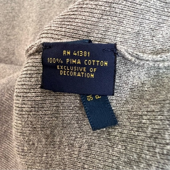 Polo Ralph Lauren Classic Cotton V Neck Sweater Heather Grey Large Preppy Casual - Picture 5 of 5
